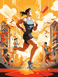 跑步运动员插画图片_健身运动员人物插画2