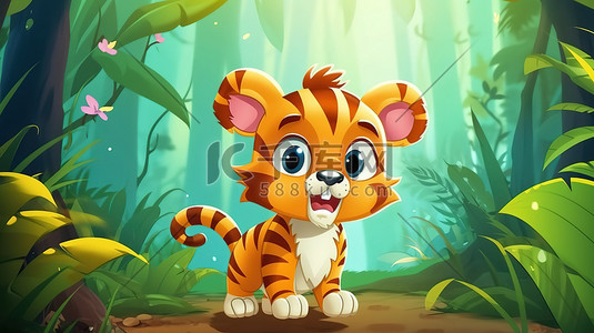 森林里可爱的小老虎卡通12