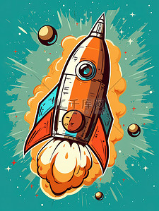 喷射粉末插画图片_火箭喷射艺术插画8