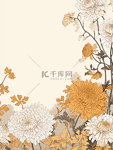 枝干插画图片_重阳节唯美菊花节日插画30