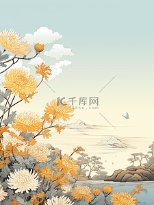 九月初九插画图片_唯美菊花重阳节节日插画11