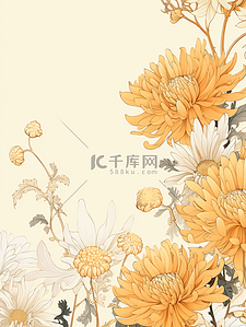 重阳节植物插画图片_重阳节唯美菊花节日插画34