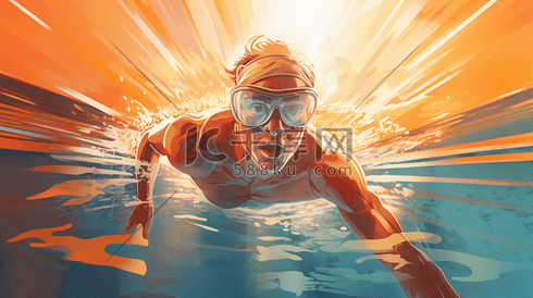 游泳运动员卡通人物插画16