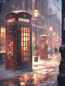 冬季被大雪覆盖电话亭8