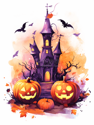 魔法城堡万圣节节日插画25