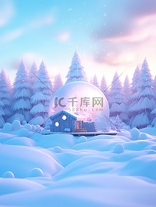 大雪节气海报插画图片_冬季大雪温暖小屋节气海报18