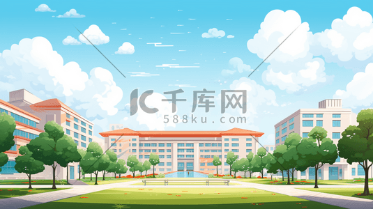 双11logo插画图片_唯美学校建筑插画11