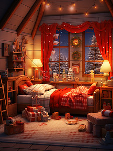 圣诞节布置温馨的房间微观摄影2