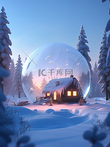 大雪节气海报插画图片_冬季大雪温暖小屋节气海报2