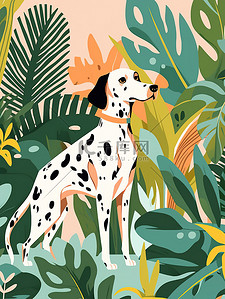 黄色斑点狗插画图片_丛林马提亚犬狗插图8