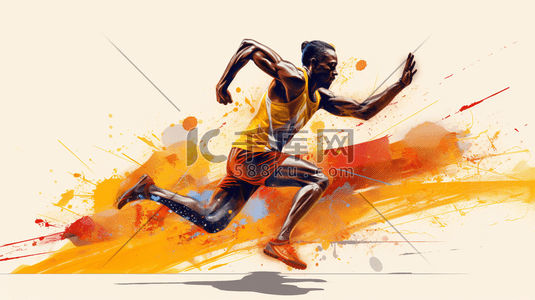 跑步速度插画图片_跑步的运动员卡通插画2