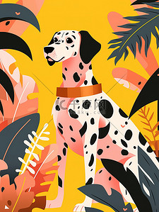 黄色斑点狗插画图片_丛林马提亚犬狗插图9