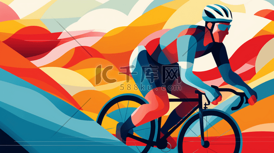 可自行填充插画图片_自行车骑行运动员卡通插画5