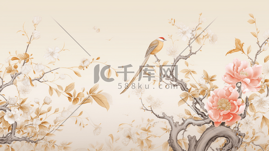 中写意插画图片_中国风传统花鸟绘画插画22