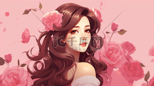 粉色系少女插画图片_唯美粉色系卡通少女插画1