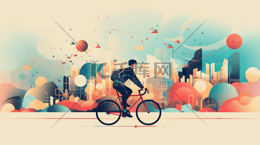 自行车骑行运动员卡通插画14