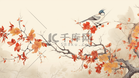 花鸟传统插画图片_中国风传统花鸟绘画插画10