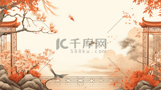 中国传统感插画图片_中国风传统花鸟绘画插画11