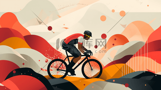 光盘日行动插画图片_自行车骑行运动员卡通插画12