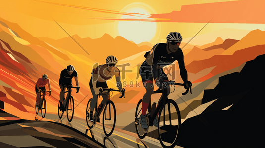 速度特效插画图片_自行车骑行运动员卡通插画19