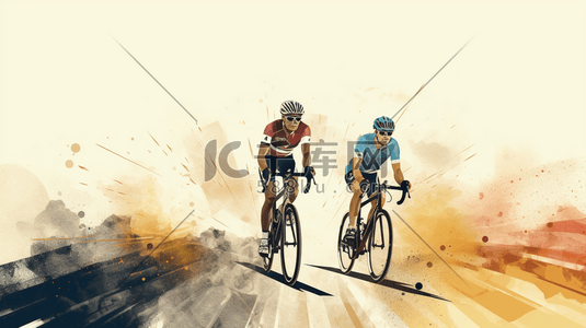可自行填充插画图片_自行车骑行运动员卡通插画11