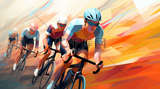 速度特效插画图片_自行车骑行运动员卡通插画6