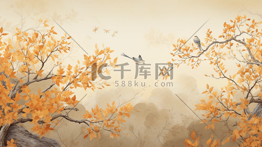 中国传统感插画图片_中国风传统花鸟绘画插画5