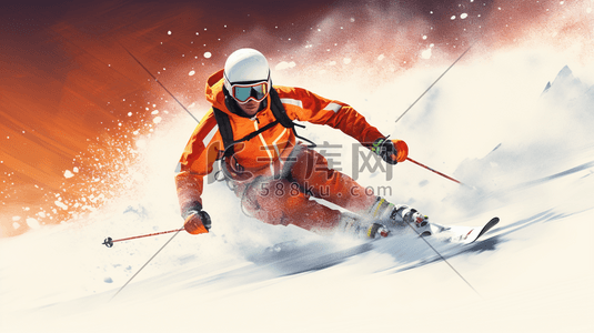 速度激情插画图片_极限运动滑雪插画27