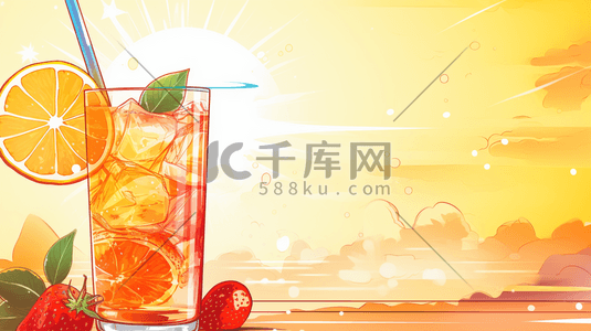 夏日柠檬玻璃冰冷饮插画11