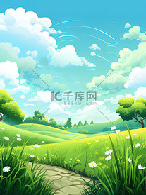 夏季蓝天草地野花自然景观插图19