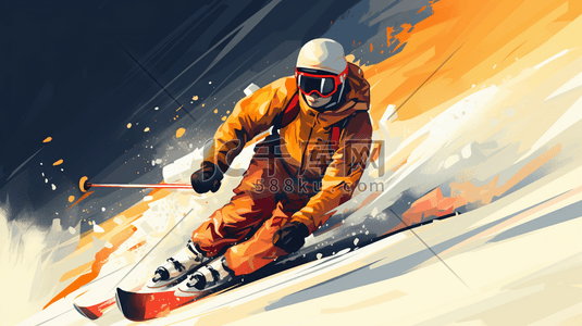 滑雪插画图片_极限运动滑雪运动员插画7