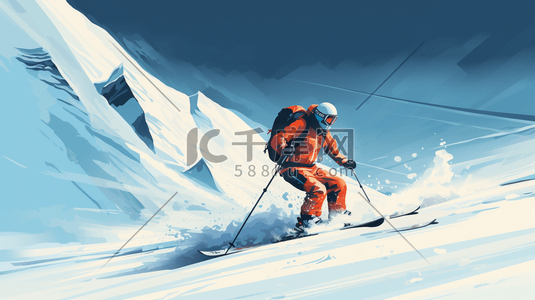 极限运动滑雪运动员插画27