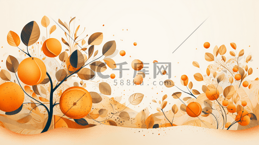 叶子自然插画图片_3D立体秋季叶子自然风景插画1