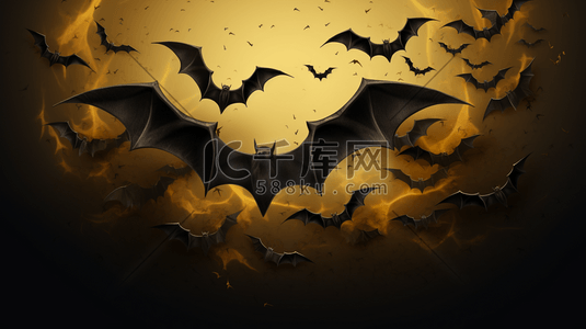 黑色蝙蝠插画图片_万圣节黑色蝙蝠卡通插画10