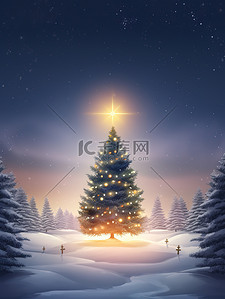 大雪纷飞冬季美丽的圣诞树23