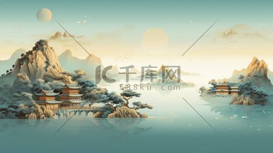 轻彩清透清亮中国风国潮山水风景12