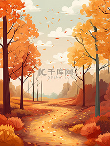 秋季森林的极简主义插图13