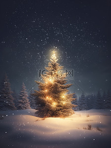 大雪纷飞冬季美丽的圣诞树21