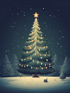 大雪纷飞冬季美丽的圣诞树15