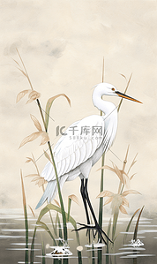 仙鹤白露插画图片_白露二十四节气中国风插画