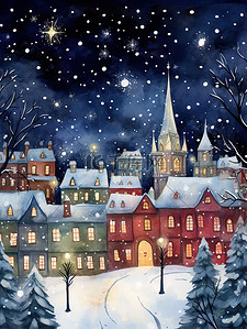 冬季的温馨插画图片_圣诞节温馨的圣诞卡片插画9