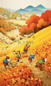 中国风秋季海报插画图片_二十四节气秋天海报秋季