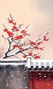 桂林马蹄糕插画图片_中国风马蹄墙雪景插画唯美