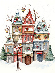 pc卡片插画图片_圣诞节温馨的圣诞卡片插画6