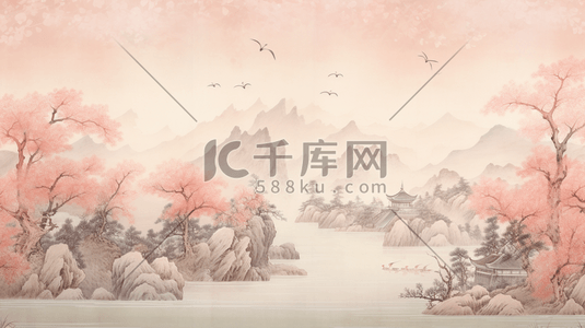 传统古典中国风中国画花鸟画唯美插画6