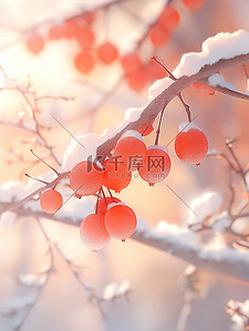 果实插画图片_树枝果实被霜覆盖霜降5