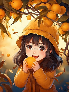 灿烂的秋色小女孩捧着水果16