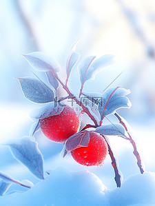 树枝果实被霜覆盖霜降8