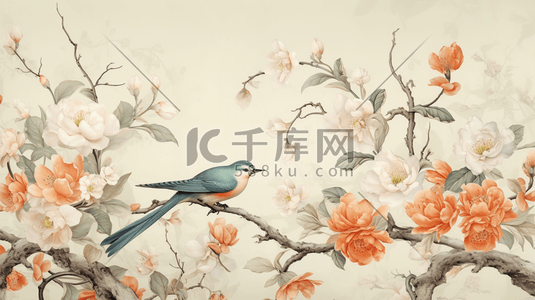 中国画绘画插画图片_传统古典中国风中国画花鸟画唯美插画16