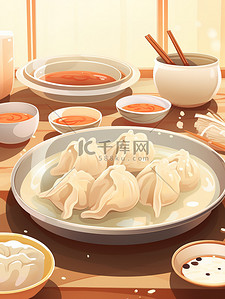 中餐主食插画图片_饺子水饺点心中餐美食插图18